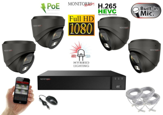 Monitorrs Security Hybrid Light IP 4 kamerový set 2 Mpix GDome (6212K4)